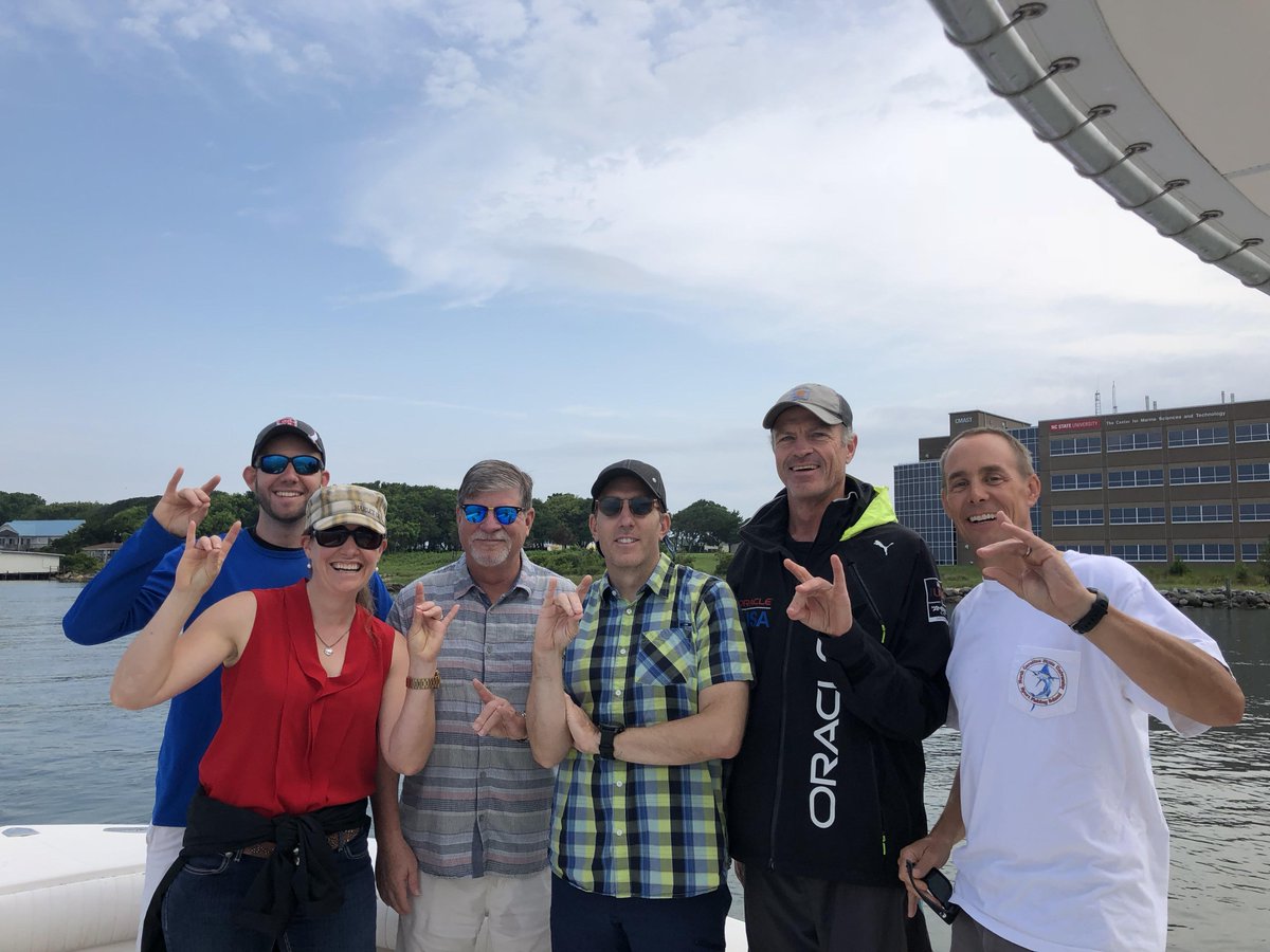 From left to right: Grad student Brendan Runde, Natalie Hummel, Steve Lommel, Derek Aday , Paul Rudershausen and Jeff Buckel. In front of CMAST building. @CMAST_NCSU