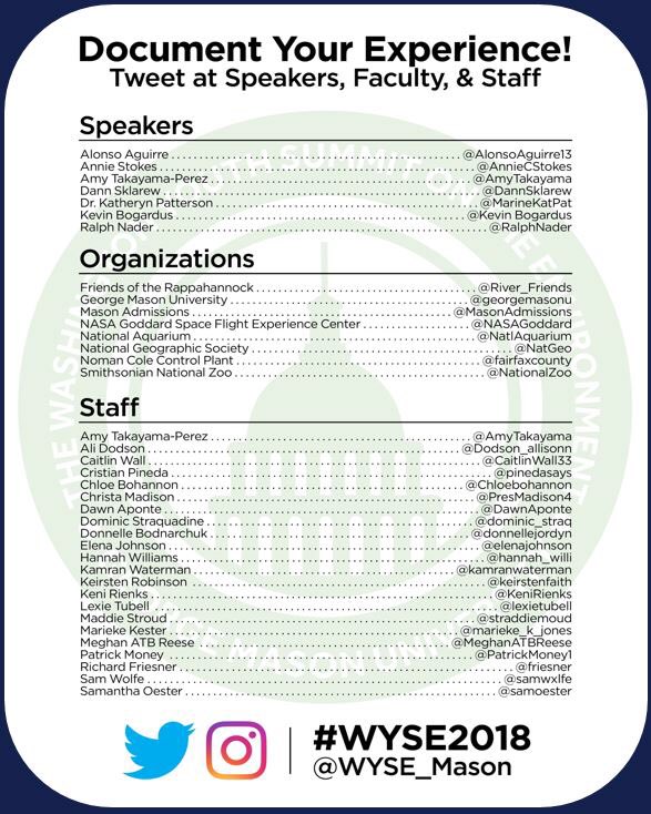 WYSE_Mason's tweet photo. Our staff and speakers are pumped to meet the #wyse2018 Delegates! Connect with us on Twitter and prepare for the best week of your summer 💚🌎 https://t.co/18UIVZ4zWd