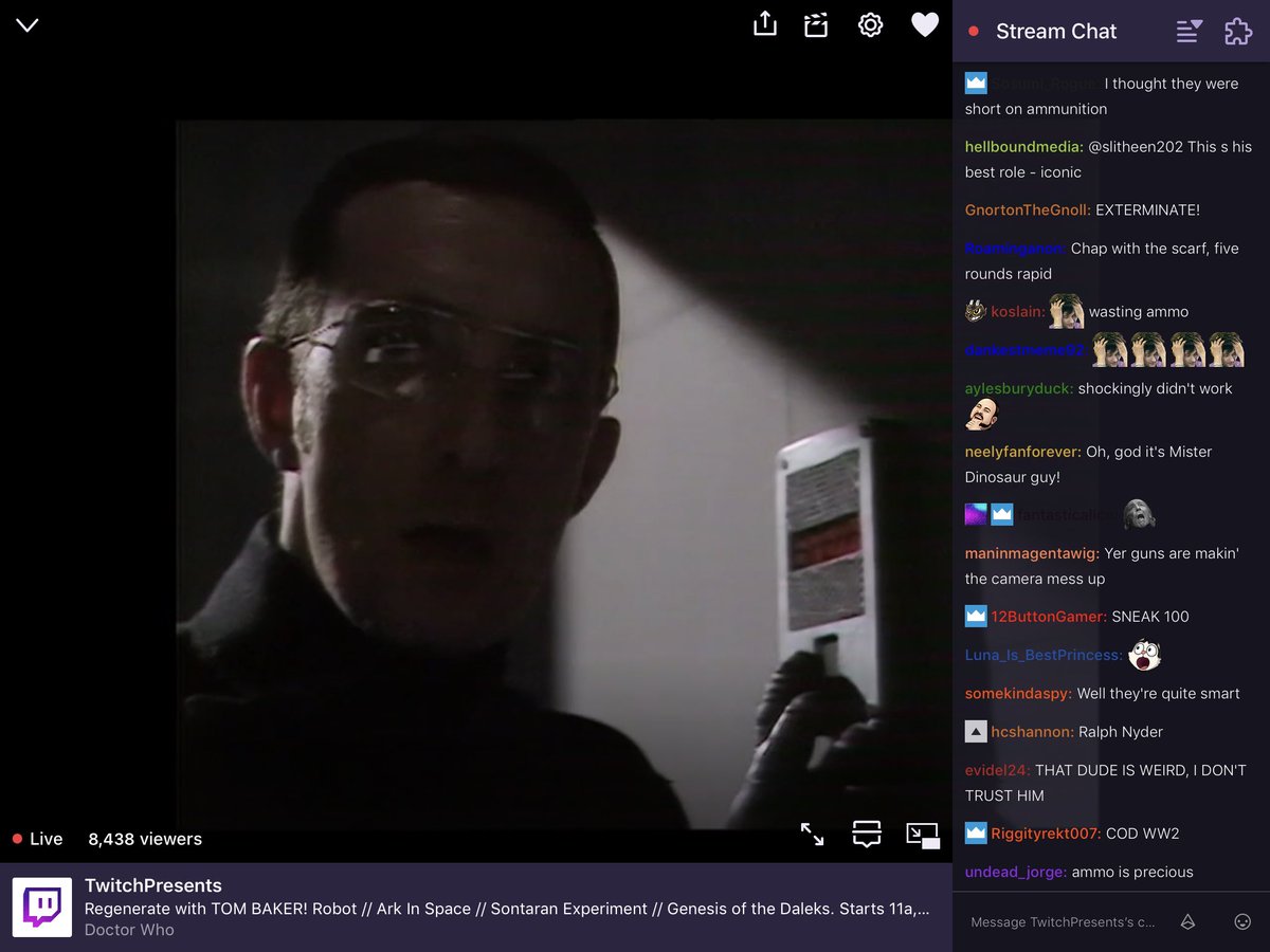WhoHats's tweet photo. #Nyder! #GenesisOfTheDaleks on #DoctorWhoOnTwitch reactions. #DoctorWho https://t.co/8AvP4YEqGK
