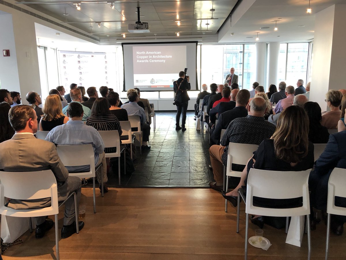 thinkcopperUS's tweet photo. Amazing turnout for tonight’s #NACIA2018 event with guest speaker Robert Tierney, former chairman of the New York City Landmarks Preservation Commission. #copper https://t.co/8dhiv1URDl