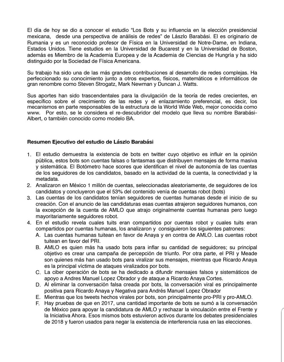 kenialopezr's tweet photo. Hoy se hace público un estudio de #LazloBarabasí Prof de Física en la Univ Notre-Dame y revela que:

Al eliminar la conversación falsa creada por #Bots, la conversación viral es:
Positiva para @RicardoAnayaC 
y negativa para AMLO

Checa el estudio es impactante👇

#LosBotsDeAMLO https://t.co/JWAGLglV6M