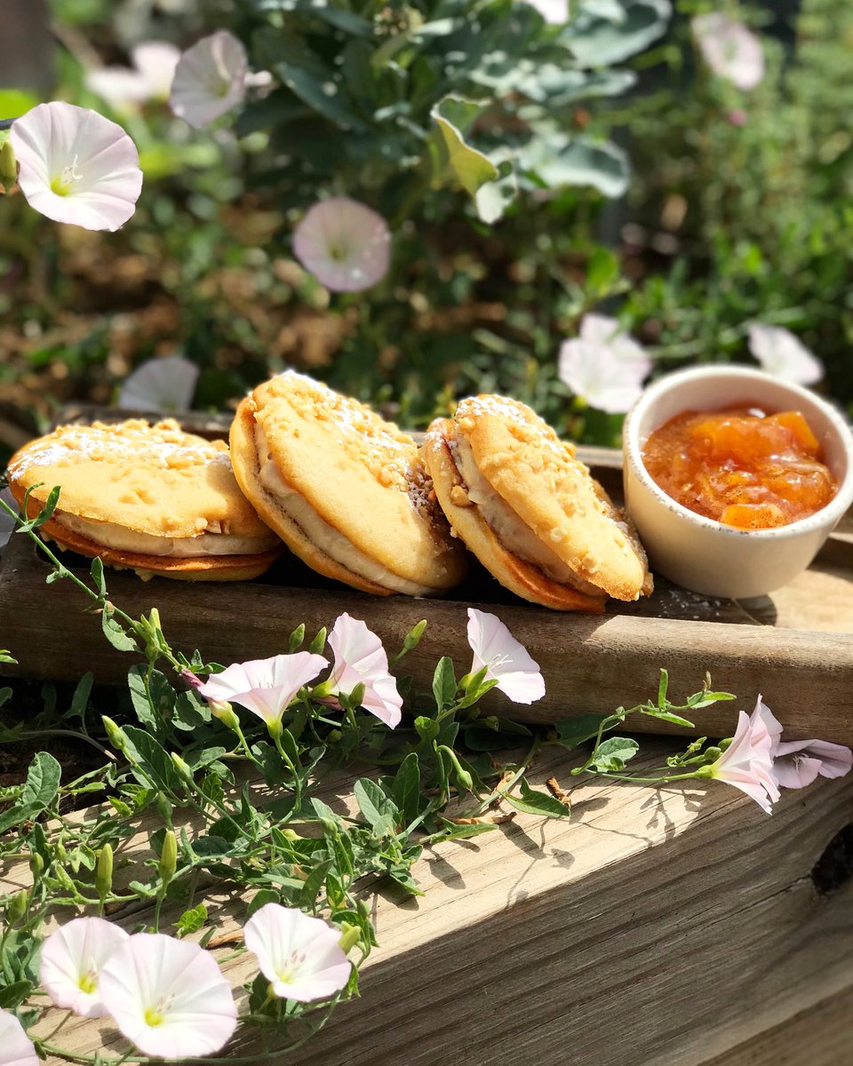Say hello to summer and our new feature dessert! Peanut Butter Whoopie Pies with Peach Jam! Don’t let these become a Midsummer’s dream and enjoy today! ☀️#whiskeycakeokc #scratchkitchen #chefdriven