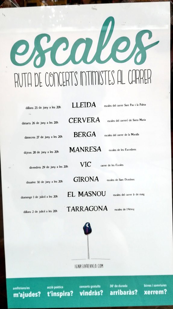 Ei si us agrada la #música, teniu l'oportunitat d'escoltar el concert #escales de l'Ignasi Arevalo, durant tota la setmana vinent. #lleida #cervera #manresa #berga #vic #girona #elmasnou #tarragona #music #catalunya #catalonia #diadelamusica