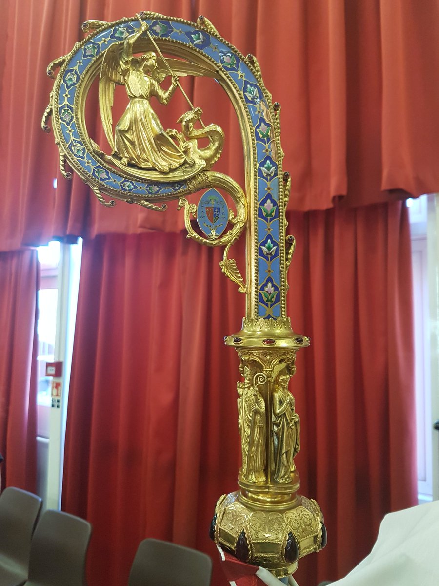BHHSREDept's tweet photo. His Grace brought Bishop Hedley's Mitre and Crozier and the Eucharist was celebrated using Chalice gifted to him by the Pope. Wonderful items to see in the school! @CatholicCardiff @BishopHedleyRC @CathEdService https://t.co/TkTsMj81Ag