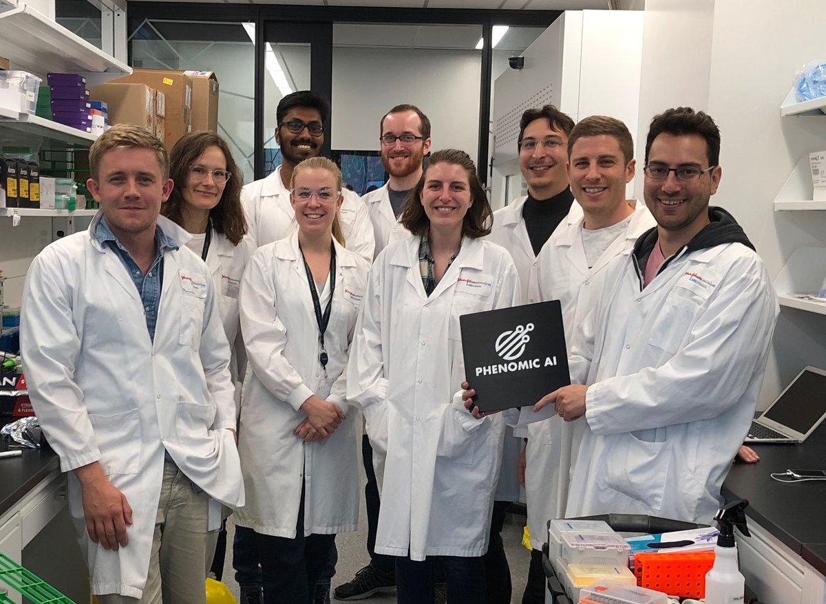 PhenomicAI's tweet photo. The whole team in our lab at #JLABSToronto! Machine learning experts🤖, biologists👩‍🔬👨‍🔬, software developers 🖥️ working together to fight human disease. #MachineLearning #DrugDiscovery https://t.co/xAOcYOb9tp