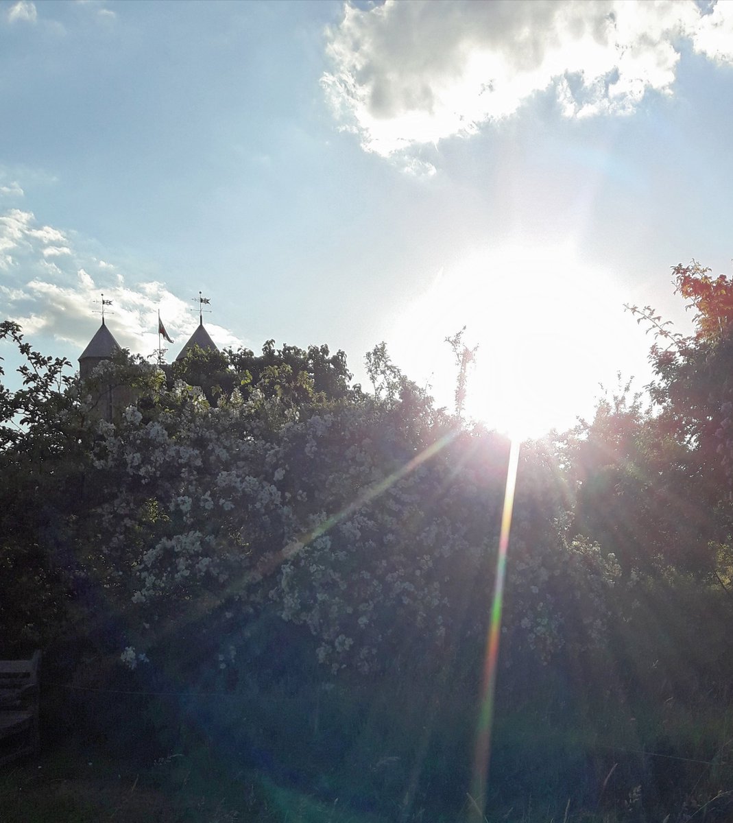 Sunset on midsummer's day over the tower at Sissinghurst