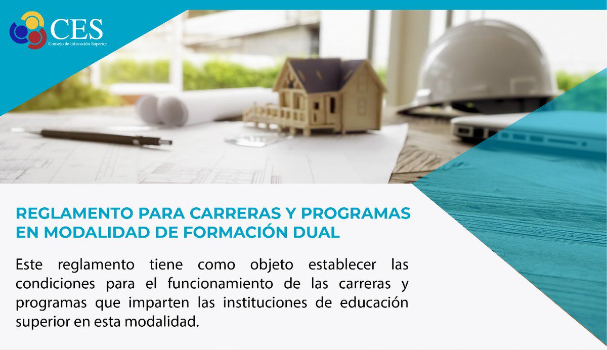 ces_ec's tweet photo. 📣 El Consejo de Educación Superior #CES aprobó el Reglamento para las Carreras y Programas en Modalidad de Formación Dual.👩🏻‍💻👨🏽‍💻💼📓📗📝#JuntosHaciaLaExcelencia

➡Más información aquí:  https://t.co/fSYbAGnW0n https://t.co/hku8TJFzzq