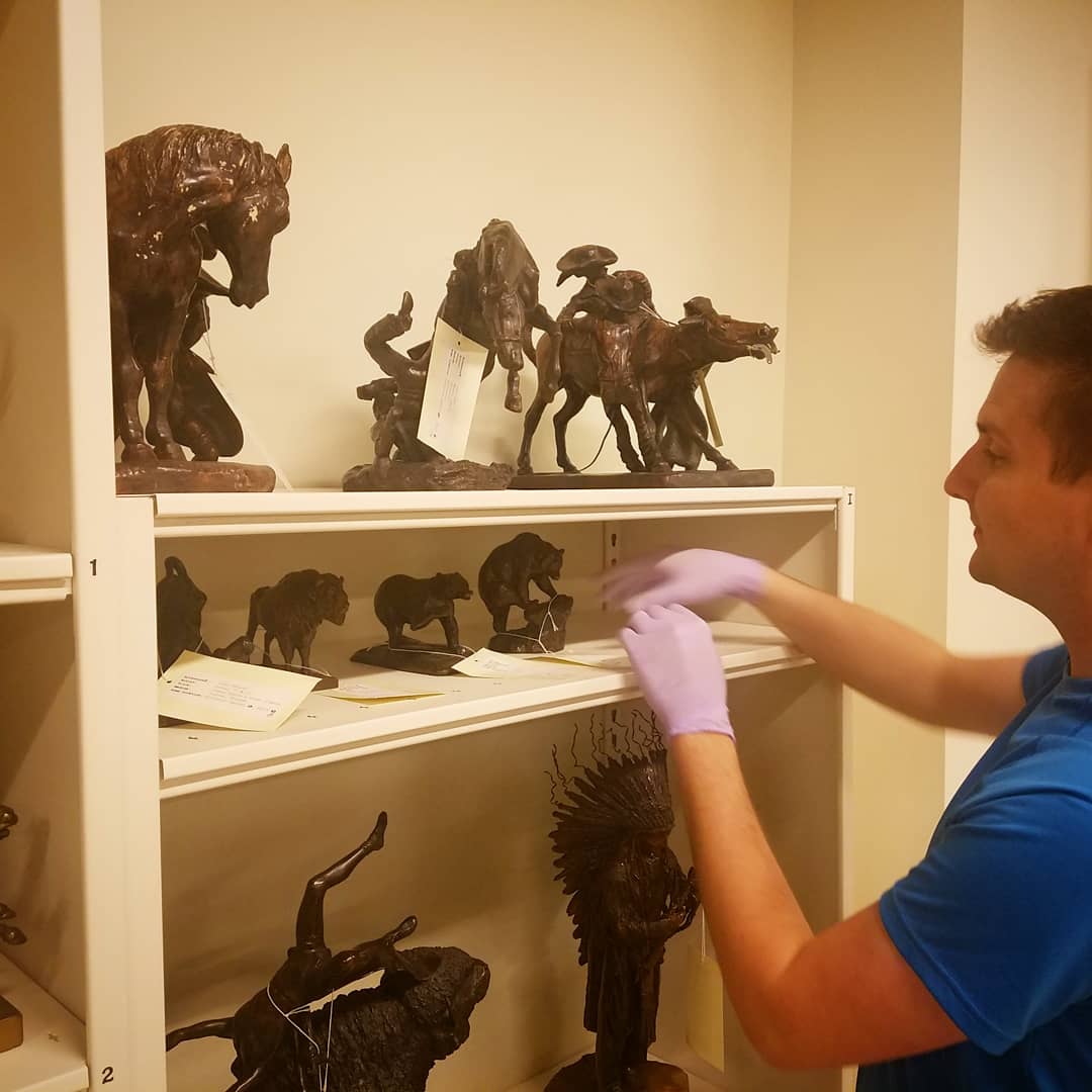 UNLGreatPlains's tweet photo. Art storage at GPAM has been spruced up and bronzes are finding their homes today!
#GPAM #GreatPlainsArtMuseum #bronzes #UNLMuseums #UNL #museum https://t.co/YTBj26oPzs