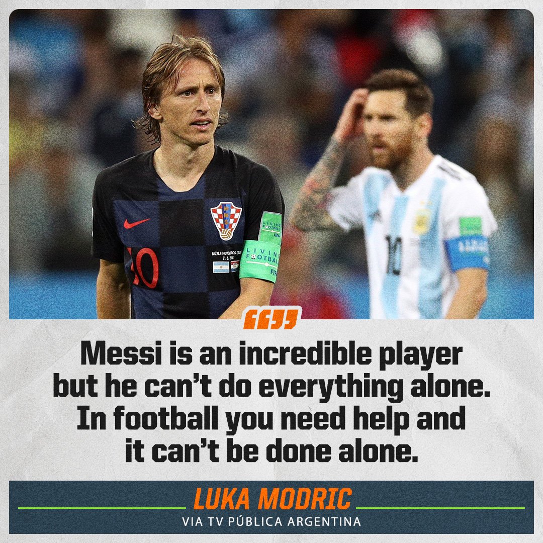 ESPNUK's tweet image. Modric defends Messi. #WorldCup