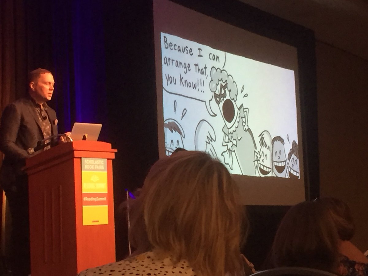 colbysharp's tweet photo. Dav Pilkey is a national hero. #ReadingSummit https://t.co/Rhgl9cXiZO