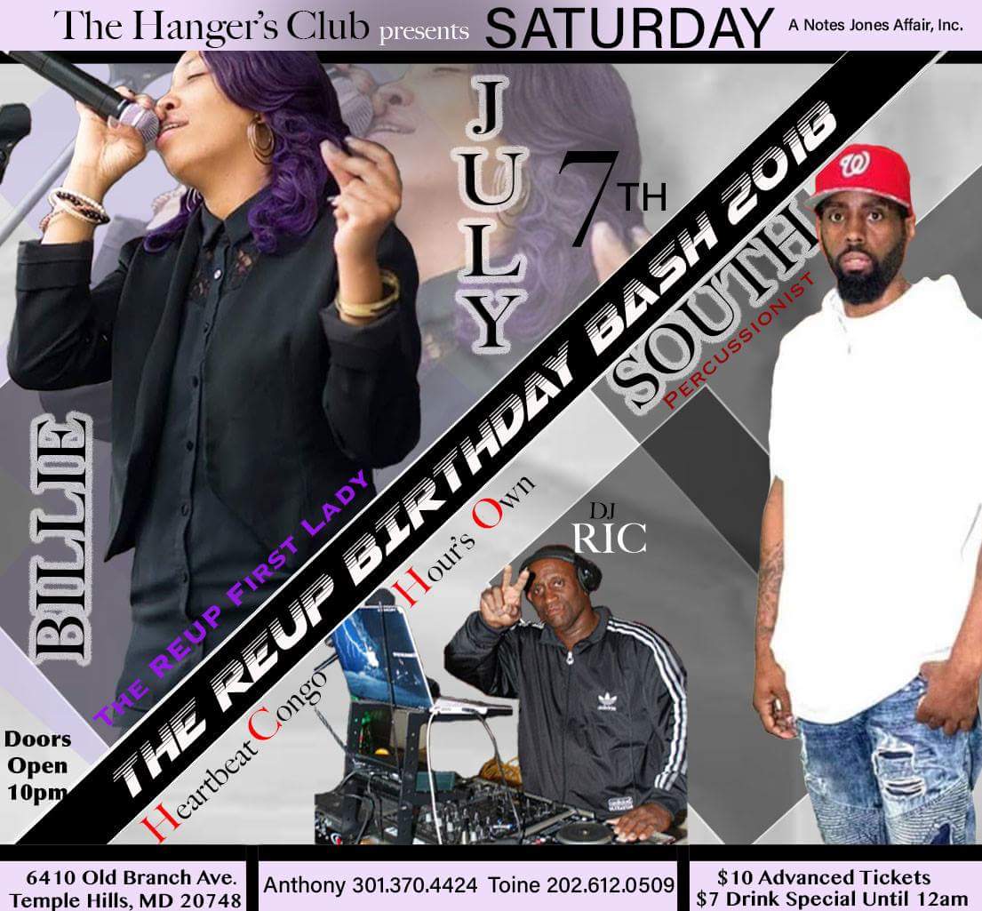 ReupGogo's tweet photo. We got action!!!  Saturday July 7th @ The Hangar Club we're  celebrating First Lady Billie and Percussionist South Birthday.  You dont want to miss this CRANK!!! #Cancerseason https://t.co/uff9Eylgd2