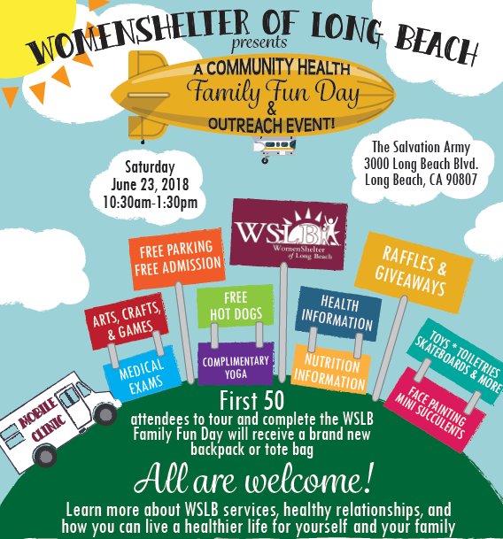 LongBeachMayor's tweet photo. The @WomenShelterLB is hosting a "Family Fun Day" event Saturday with free:
🌭Food
🧸Toys
👩🏽‍⚕️Medical exams
🧘🏽‍♂️Yoga https://t.co/SOKRq5b9bS