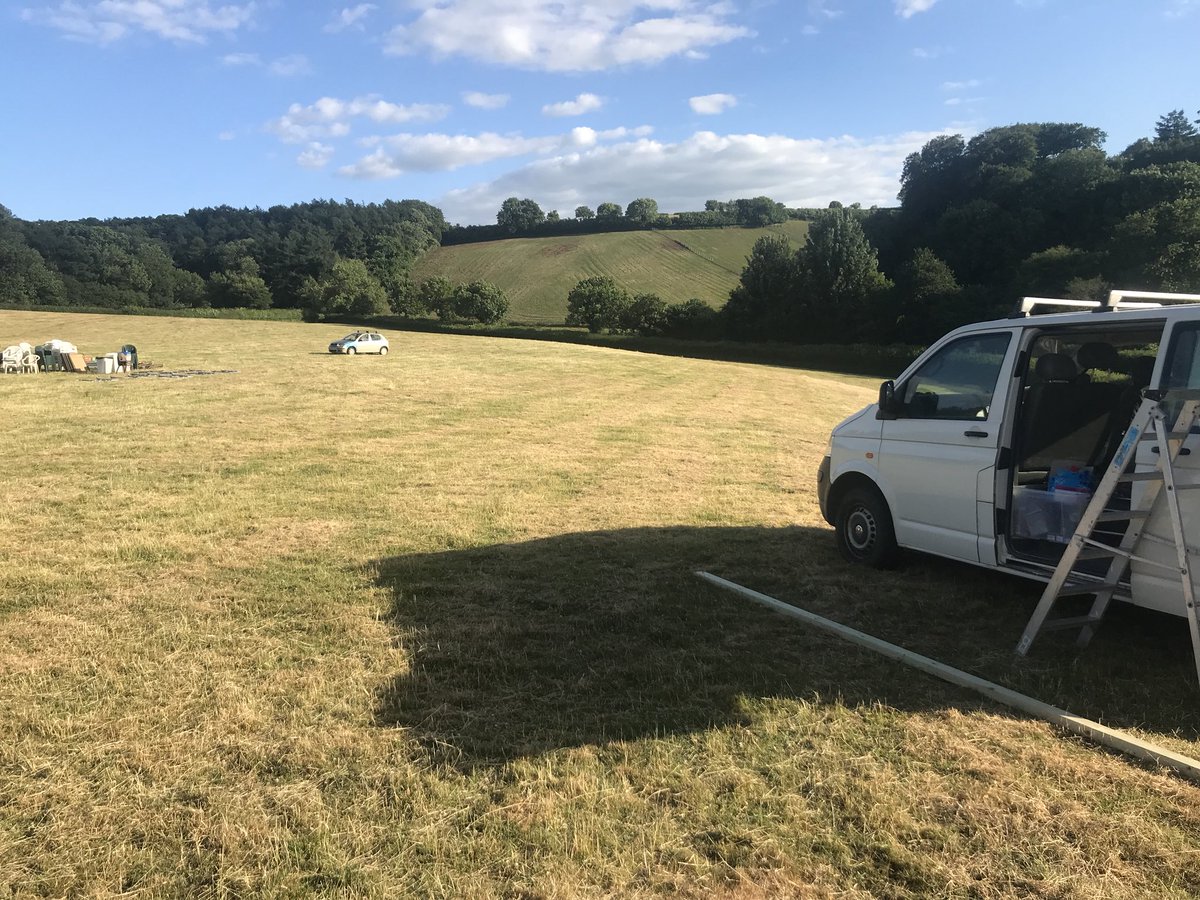 Littlehempston's tweet photo. Work started tonight on our pop up bar at the Littlehempston Fete. If Saturday is anything like this sun drenched evening, it’s gonna be great. #TallyOnTour https://t.co/21ZsDa1Zd5