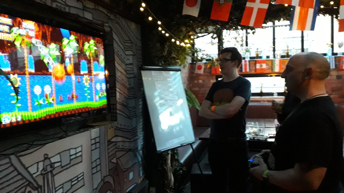 EmmaMcrDig's tweet photo. Reliving my well spent youth with classic Sonic. @rick_threlfall in action @McrDig #MDBBQ with sponsors Sainsbury's - great touch https://t.co/ApNXXeJxkZ