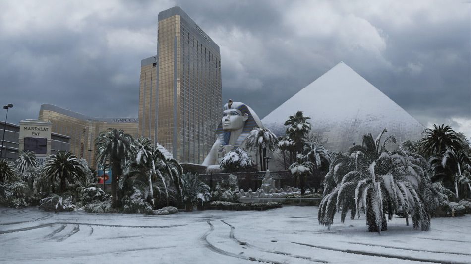 It's almost 2pm and it's 110 in Las #Vegas. Think "cool." To help - on this #TBT, here are some pics of that time almost 10 years ago in Dec. 2008 when a big snowstorm hit the Valley, some areas got 10 inches of snow.