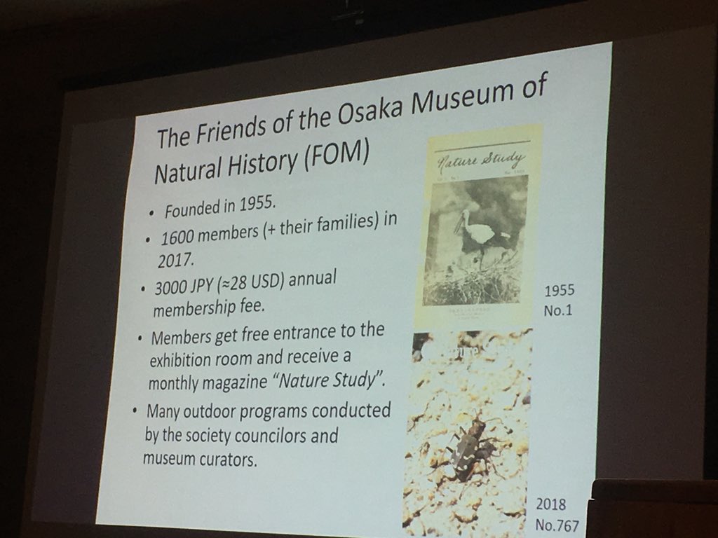 RebaFay's tweet image. Friends of the @osaka_shizenshi The Osaka Natural History Museum founded in 1955 has 1600 members! They explore nature, do #citzenscience surveys-inc. an urban biodiversity survey! Curator So Ishida talks about the incredible community they have built &amp;amp; support! #amswsm2018