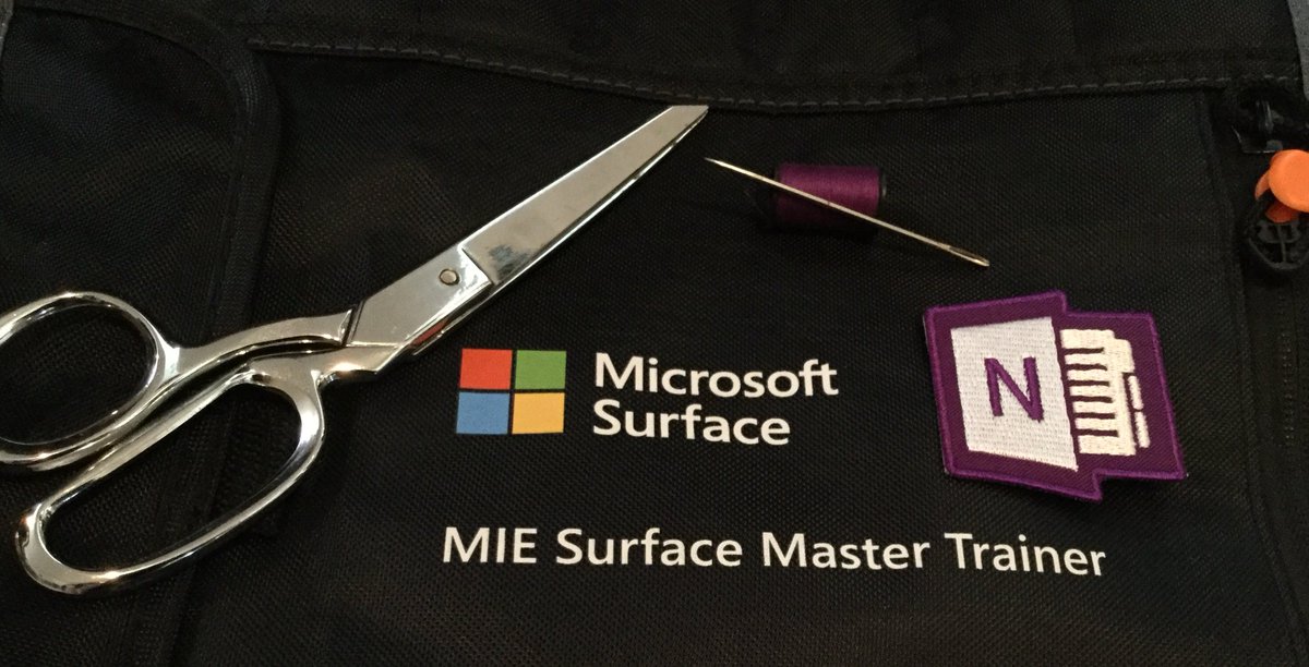 KfromGKTechies's tweet photo. Prepping for #ISTE2018 #ISTE18 by adding my new @OneNoteEDU patch! @msonenote I even had #OneNote purple thread in my mending box! #Surfacemastertrainer https://t.co/KiXIggM01l
