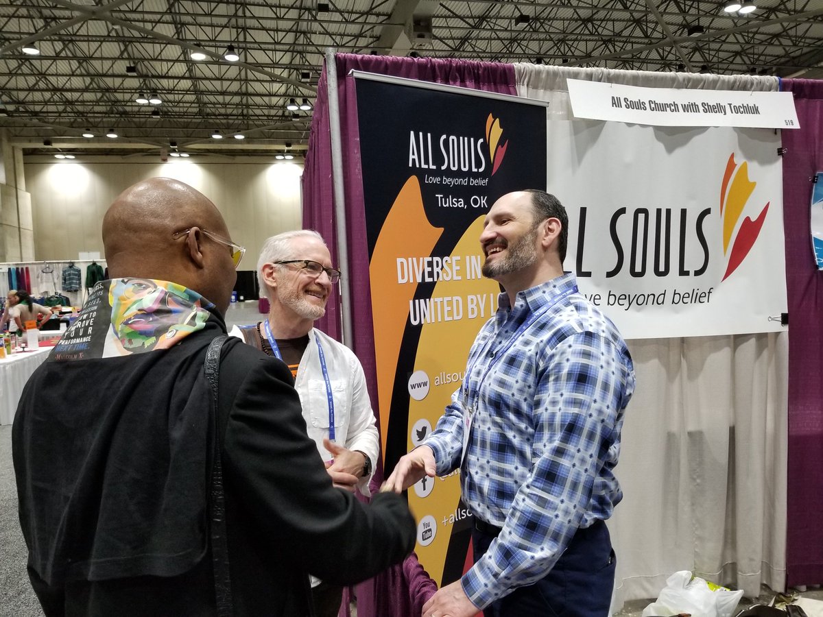 BonitaJames's tweet photo. Our Senior Minister @AllSoulsTulsa  @RevMarlin  @RevThandeka &amp; @BishopPearson are at booth 519 until 4:30 pm. Come say hello! 
#LoveBeyondBelief #UUAGA https://t.co/0uKoKnvRNJ