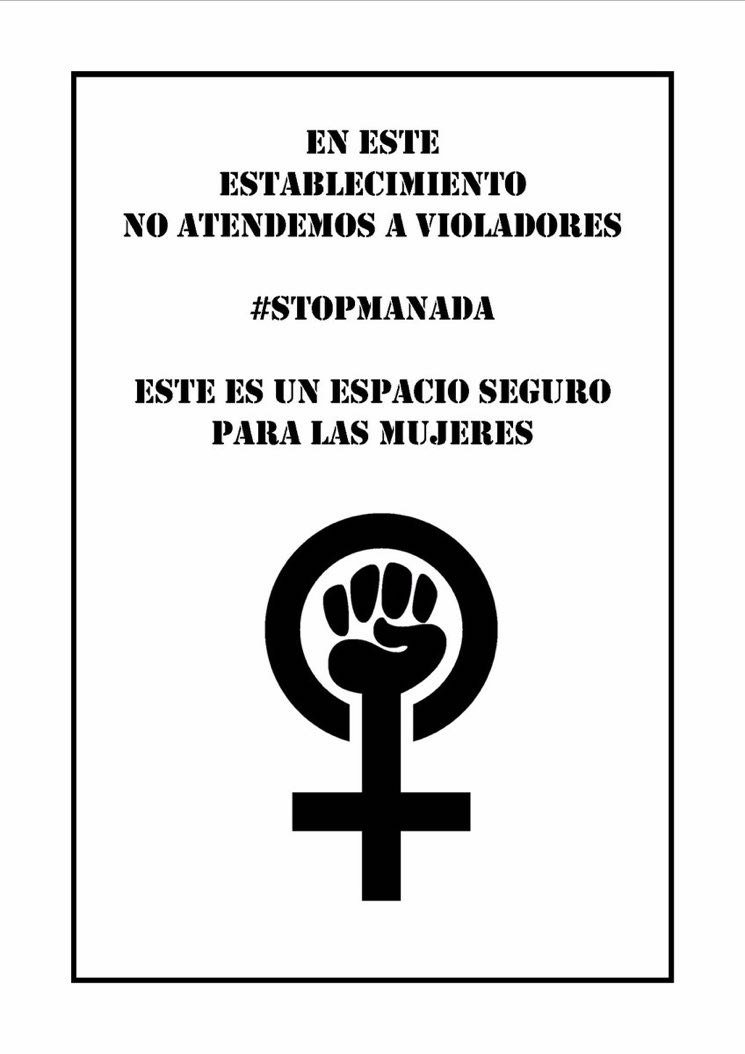 Desde Sevilla nos hacen llegar este cartel, totalmente necesario, para poner en cualquier local. Desde aquí no podemos hacer otra cosa que compartirlo. Nos ayudáis a difundir? #LaManada #StopManada