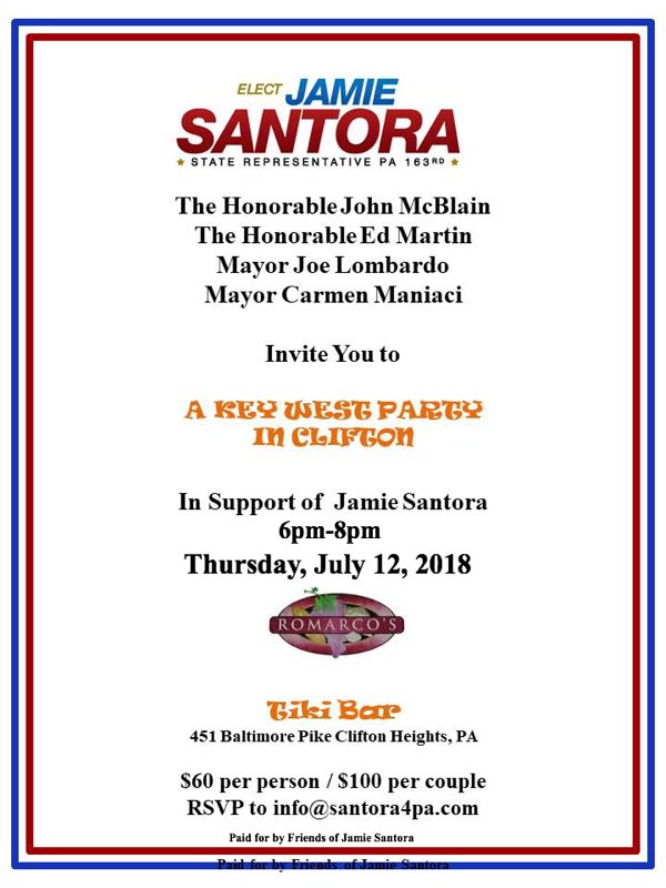 Please come out to support State Representative Jamie Santora.
#cliftonnation