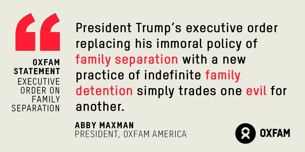 OxfamAmerica's tweet photo. Oxfam denounces the Trump Administration's "zero-tolerance" policy &amp; demands the immediate reunification of families. 
Full statement: https://t.co/SMgV9dIdfs

#FamiliesBelongTogether
#FreedomForImmigrants https://t.co/1M5LeVYgGQ