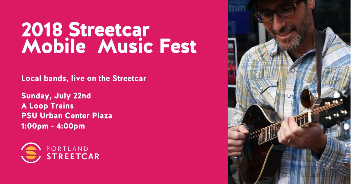 Save the date! The 2018 Streetcar Mobile Music Fest will be from 1-4pm on July 22, in conjunction with the Green Loop <a href="/SundayParkways/">Portland Sunday Parkways</a>! #pdx #gobystreetcar #smmf