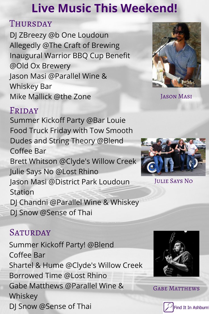 Looking for live music in #Ashburn this weekend? Here you go!