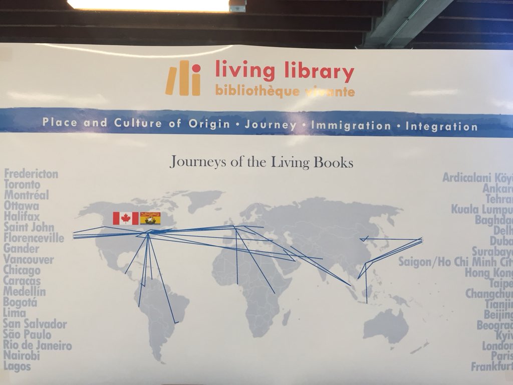 Nou_LAB's tweet image. At the Living Library at the Fredericton Public Library, a prototype from the First cycle of the #NBImmigration Lab #psilab #socinn