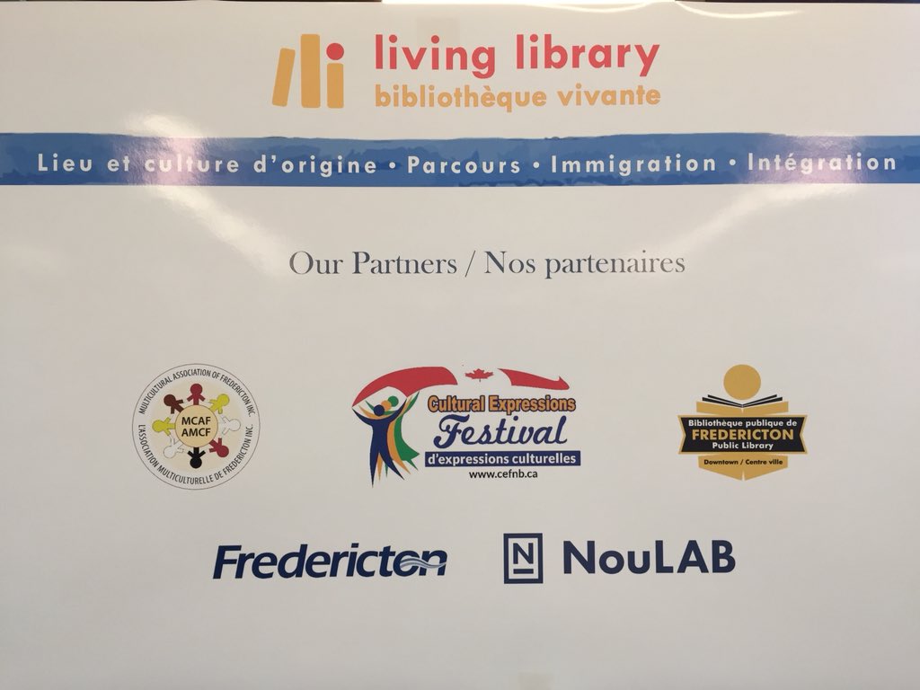Nou_LAB's tweet image. At the Living Library at the Fredericton Public Library, a prototype from the First cycle of the #NBImmigration Lab #psilab #socinn