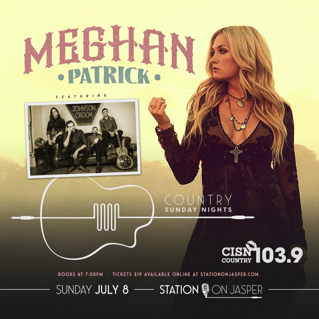 We are thrilled to announce that <a href="/MegPatrickMusic/">Meghan Patrick</a> is kicking off our #CountrySundayNights on July 8th! Presented by <a href="/CISNCountry/">CISN Country 103.9</a>, with <a href="/JohnsonCrook/">Johnson Crook</a> as the opening act! ⚡It will be an incredible night - tickets drop tomorrow at 10 AM, on our website.⚡️ #yegneedsmusic #yegmusic