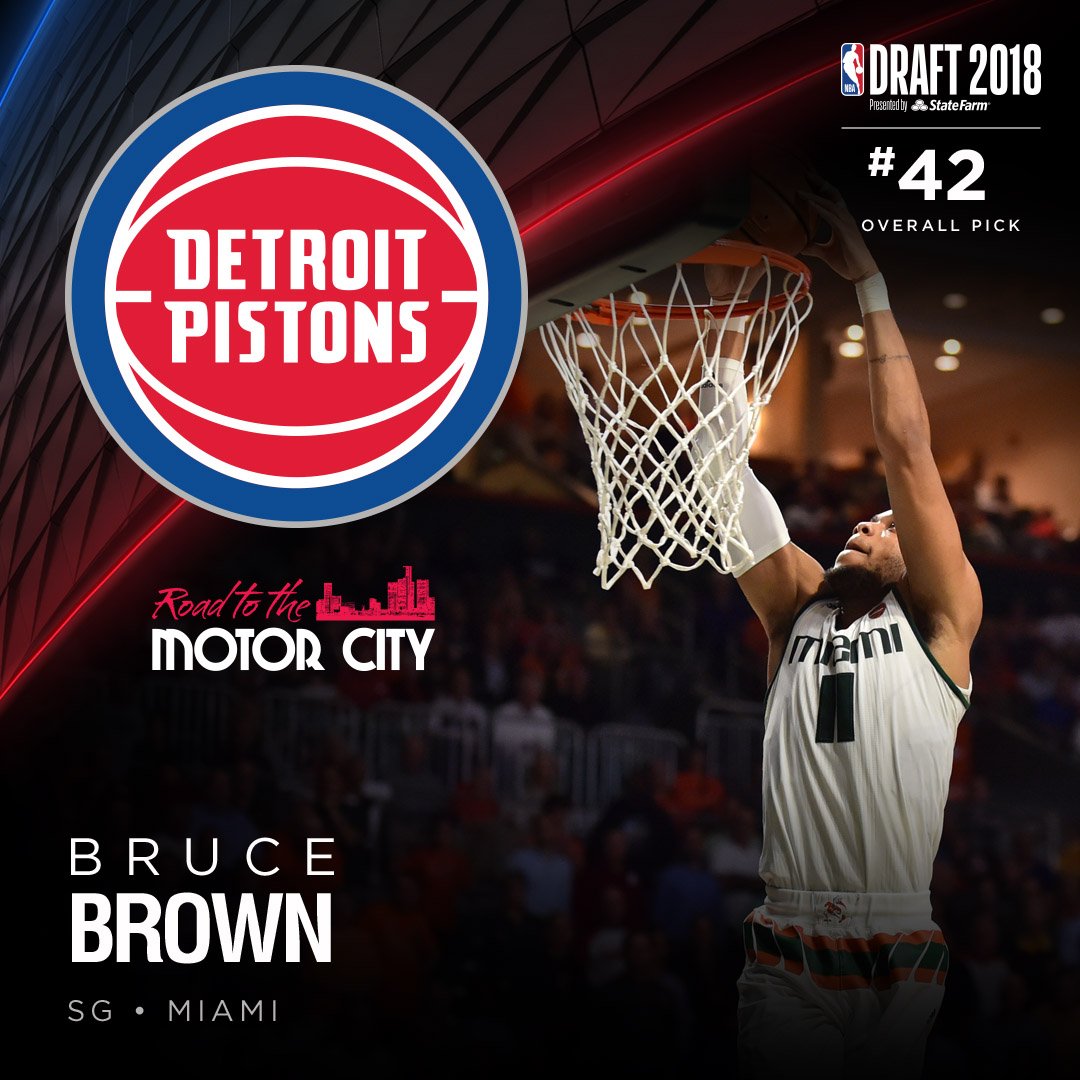DetroitPistons's tweet photo. From Miami to the Motor City.

Welcome to the squad @BruceBrown11! #DetroitBasketball https://t.co/YtSj0ZU8Tr