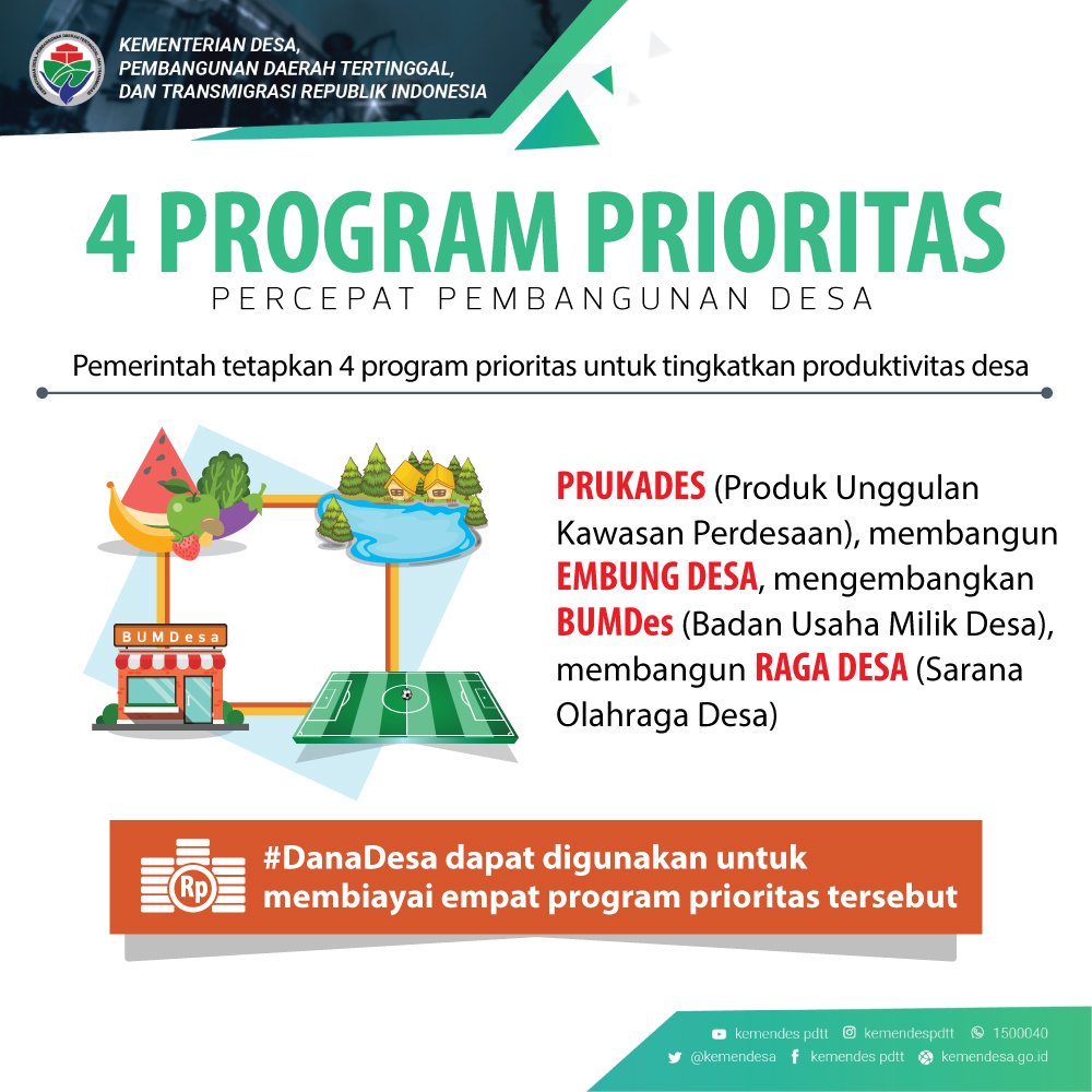 Halo, #PejuangDesa!

Siap selalu menyambut #JumatBerkah yes! Karena berkarya jadi bagian dari ibadah.

Sudah membangun desamu dengan 4 program prioritas ini? Yuk bersama menuju Indonesia Maju #MulaiDariDesa! 💪