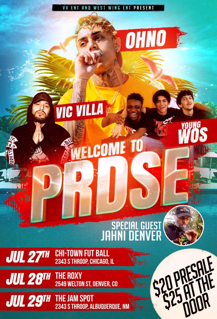 prdseohno's tweet photo. #chicago #denver #albaquerque 🥇🔥🤟🏼🤟🏼🤟🏼 RT / TAG your people , im picking a few groups to roll with me to EACH SHOW 🌴🌹🌊 whole mob pullin up + **Special guest for every show 🚸🇲🇽🔥🔥🔥⚠️ tickets up for sale next week 💨 https://t.co/OBTt1haeAg