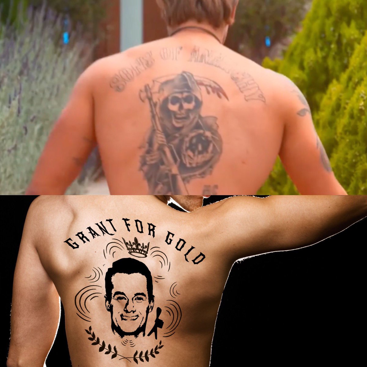 Holy Crap My Radio Cohost Is Considering Getting My Face Tattooed On His Back With Grant For Gold For The Logies For R Grant Denyer Scoopnest