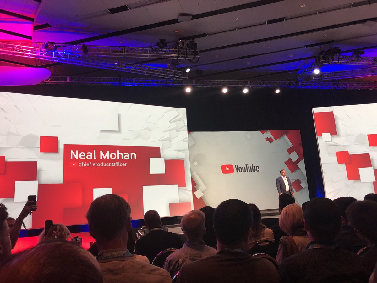 patrickdolan's tweet image. Neal Mohan @YouTube Chief Product Officer on stage at  #VidCon2018 announces the YouTube platform has 1.9B people logging in monthly.