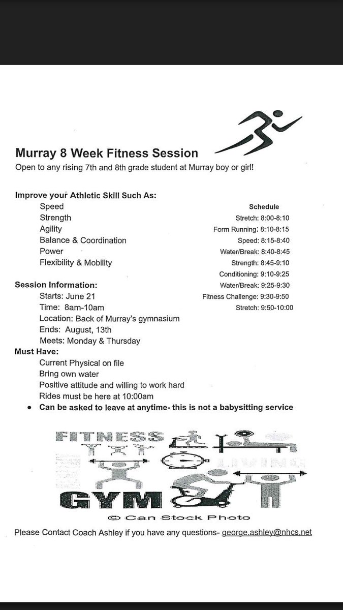 Great work today to the Super "18" Falcons that came out to our first day of fitness camp. A big thank you to Coach Hauck and Coach Cearfoss for your help. Super"18" remember Monday is bring a friend day!
<a href="/Trackcoach51/">Ryan Hauck</a>                               #CharlesPMurray @JayneEmma1