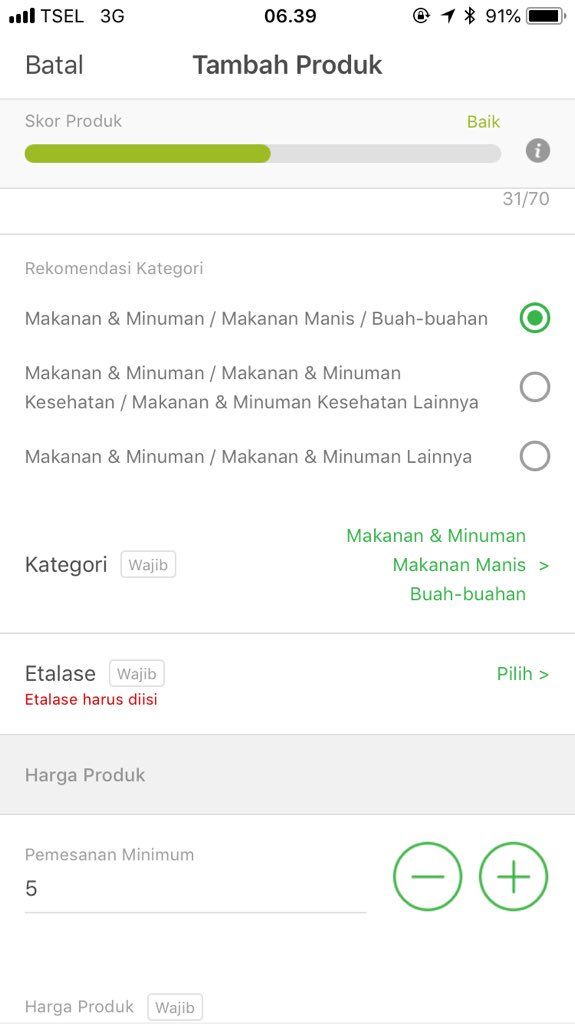 AzisFaizal's tweet photo. @TokopediaCare saya sudah ngisi ulang ulang di kolom etalase tapi tetep ga bisa, seharusnya di isi apa untuk kolom tsb? https://t.co/47OSJr1IuG