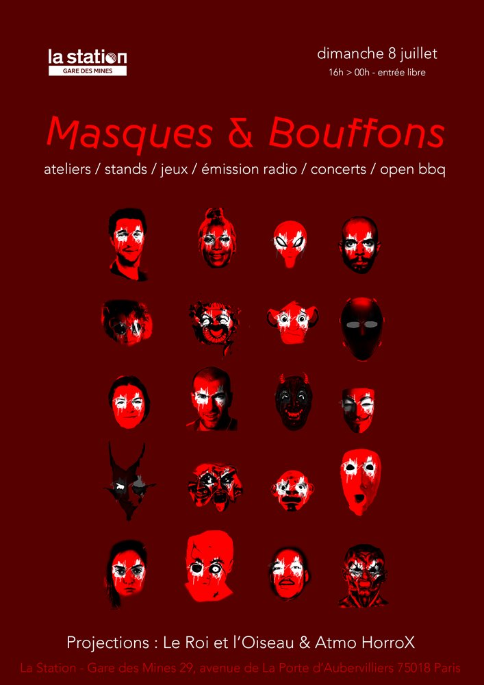 atmohorrox's tweet photo. Projection spéciale en plein air à Paris! Plusieurs autres événements au menu. Voici les détails:

 Masques &amp; Bouffons
 Dimanche 8 juillet 2018
 Entrée libre
 29, avenue de la Porte d’Aubervilliers, 75018 Paris
@collectifMU 
https://t.co/glZKwh19m7 https://t.co/HDC4p7LcNM