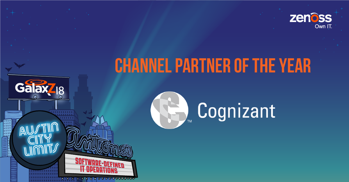 zenoss's tweet photo. Congrats to our Channel Partner of the Year #Galaxz18 #Zaward winner, @Cognizant! Thank you for being such a strong partner. https://t.co/X7cZKg6XGY