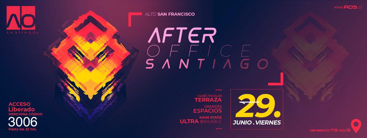AltoSnFrancisco's tweet photo. F R E E  P A S S 👠👔
#AfterOfficeSantiago
#AltoSanFrancisco
* CÓDIGO 3006 *
RESERVA TU MESA + BENEFICIOS
WhatsApp +56985775784 https://t.co/ZIJ8zSPP3r