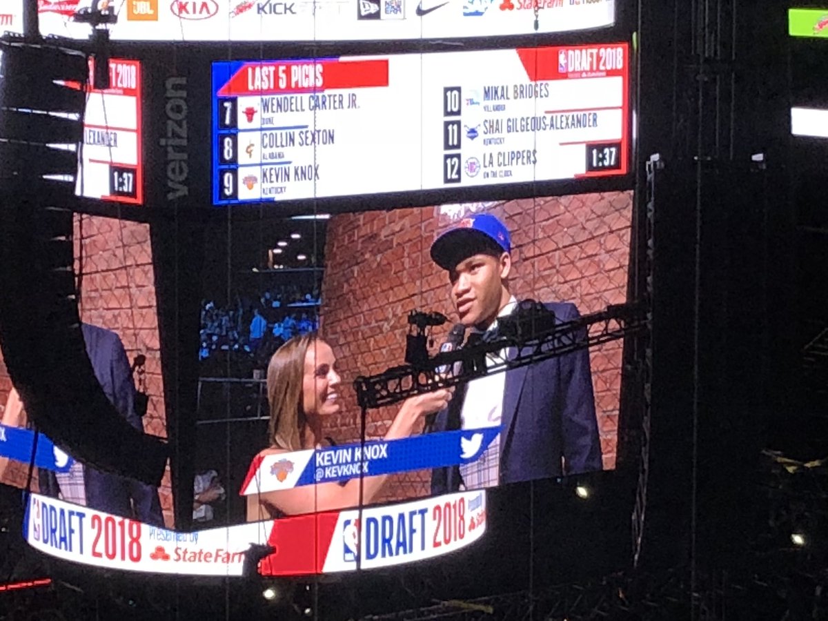 SethMoney29's tweet photo. Kevin Knox telling Knicks fans they will be ok. #WilliamHowardDraft #NBADraft #NBADraft2018 https://t.co/eZnLL9tzgN