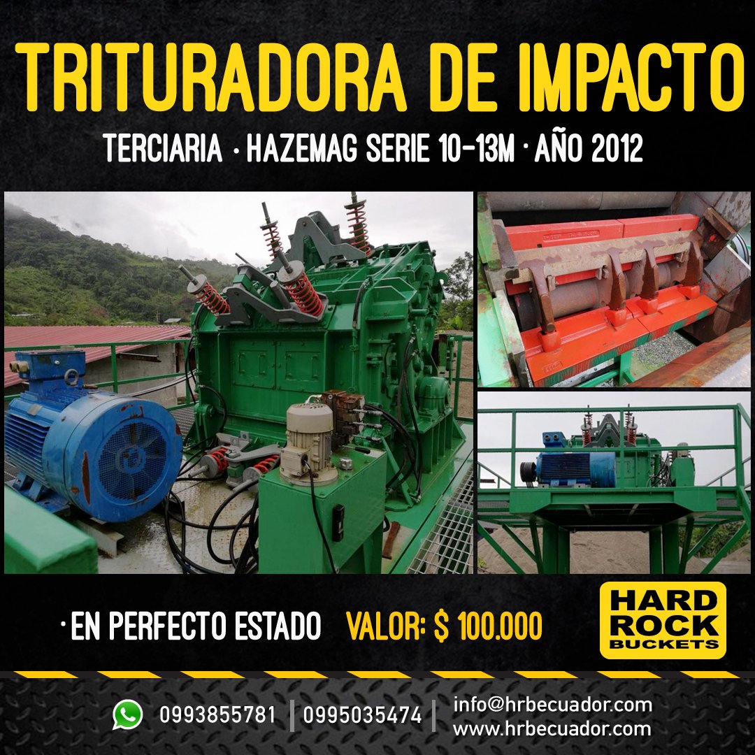hrbecuador's tweet photo. Trituradora de impacto terciaria, marca HAZEMAG serie 10-13M, lista para entrega inmediata.
🚜
Del año 2012, en perfecto estado de funcionamiento. Costo: $100.000. Solicítala, llamándonos al 0995035474👌 https://t.co/VPPVXhcbDu