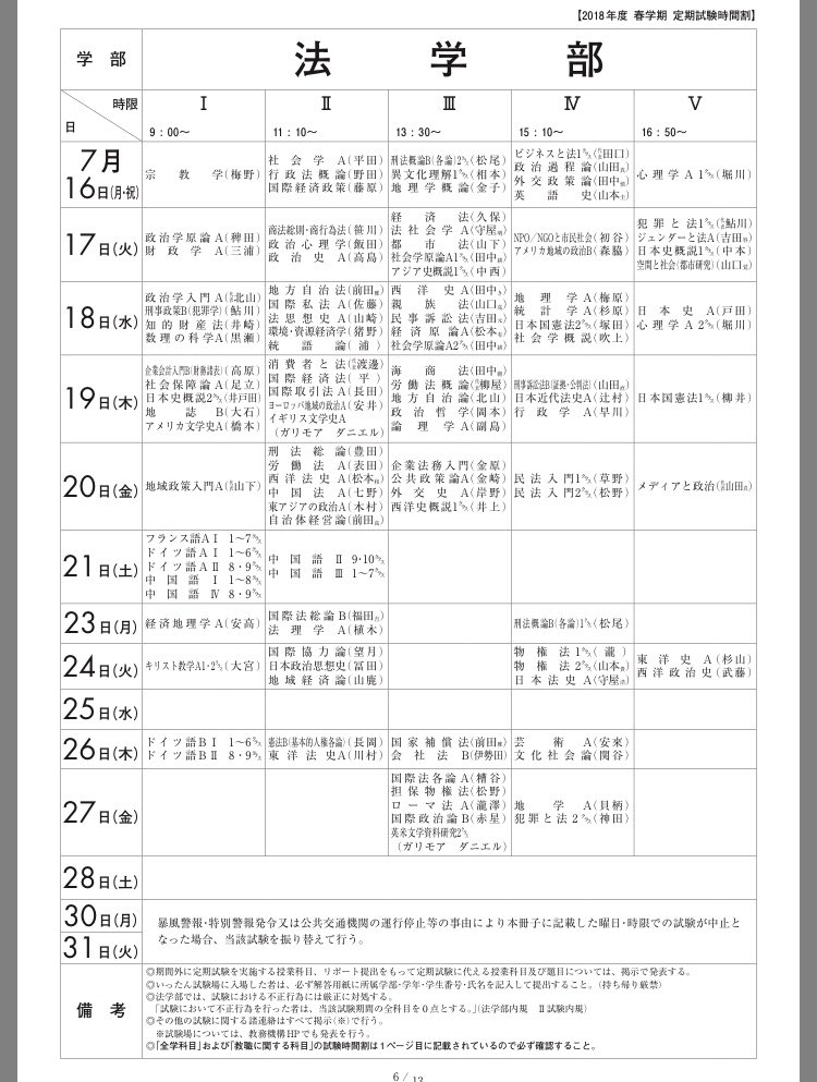 関西学院大学 司法試験研究部 ししけん در توییتر 春学期のテストの時間割が発表されました 単位取得目指して頑張りましょう o 関西学院大学 司法試験研究部 ししけん در توییتر 春学期のテストの時間割が発表されました 単位取得目指して頑張りましょう o