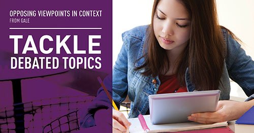 a photograph of a teen studying with the text included, tackle debated topics