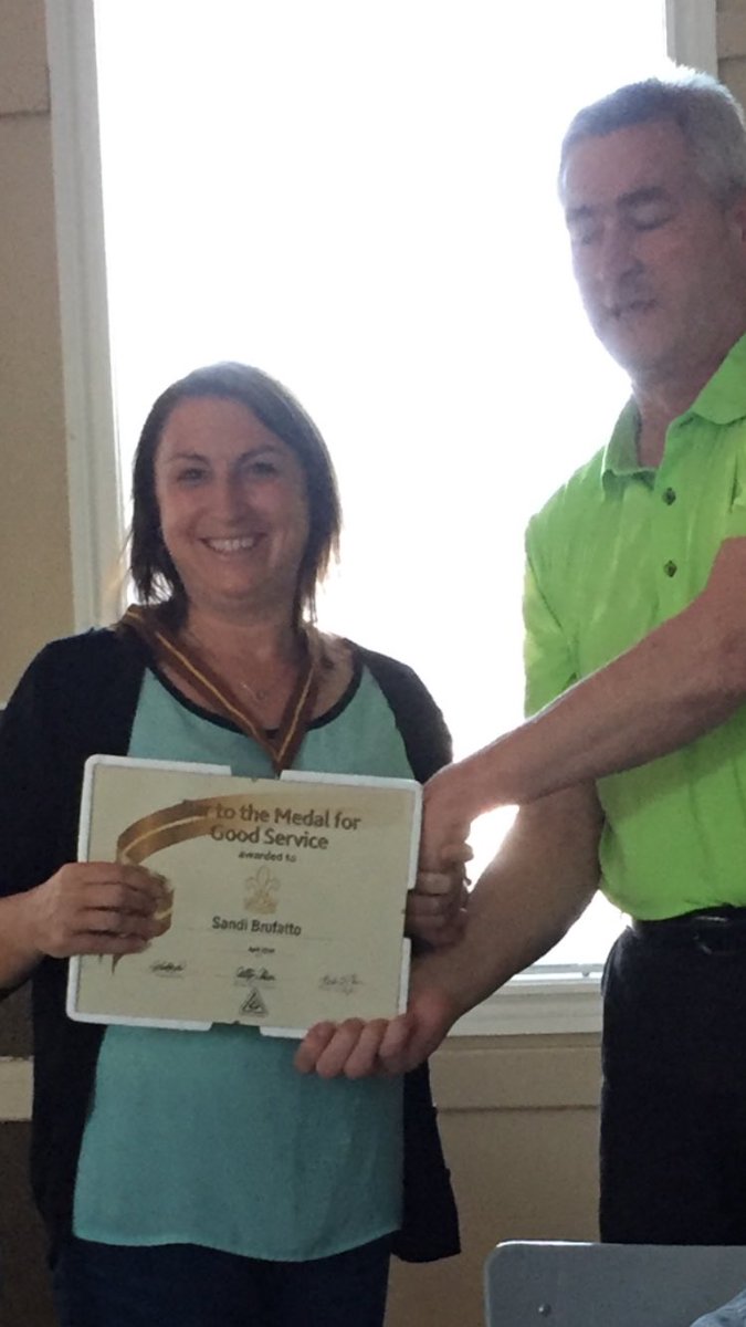 2ndBBScouting's tweet photo. Rase the bar!!!   Sandi receives the Bar to the Medal of Good Service https://t.co/3hktP4MVJQ