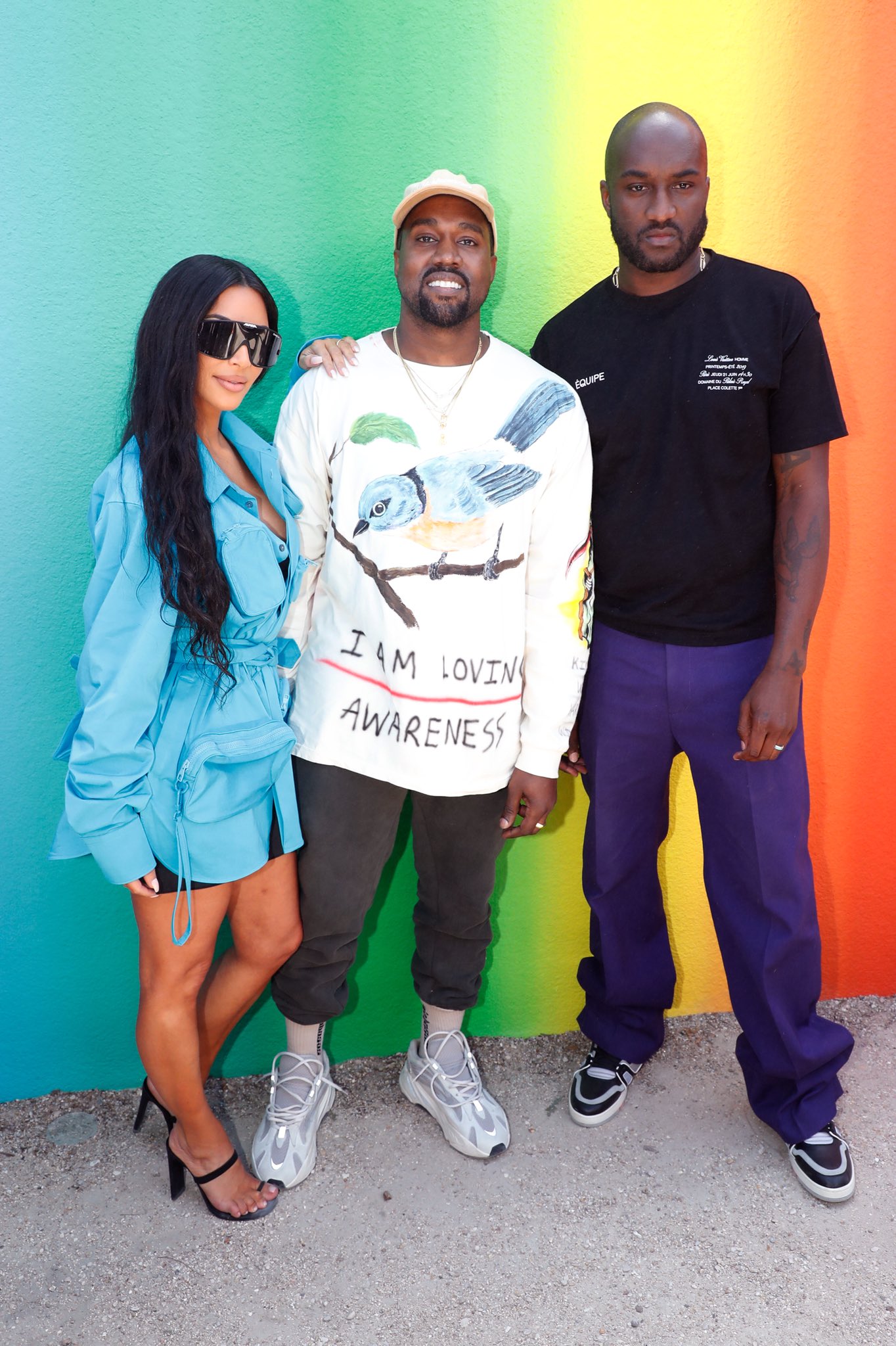 Virgil Abloh & Kanye West Embrace in the Front Row at Louis Vuitton –  Footwear News