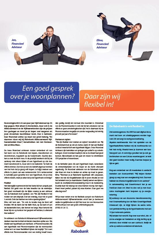 corriedkluijver's tweet photo. Mooie pagina verzorgt met collega's Elina en Jan in de hoofdrol in de special 'verkocht' @HetKontakt #flexibel #rabobankAV https://t.co/DWZREDBvTO