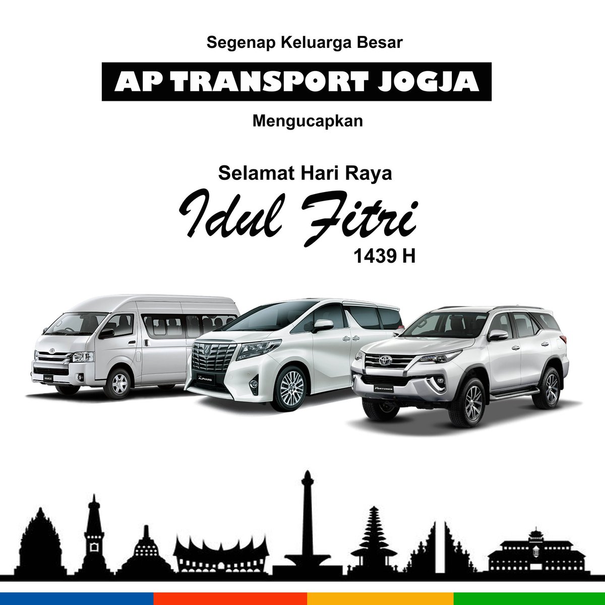 ap_rentcar's tweet image. Segenap Keluarga Besar AP TRANSPORT JOGJA Mengucapkan 
Selamat Hari Raya IDUL FITRI 1439 H. 

Best Regards
AP TRANSPORT JOGJA

More Info
Telp : +628-1234-04-006
Whatsapp : bit.ly/WAaptransportj…
Web : rentalmobildijogja.net

#aptransport #aptransportjogja #rentalmobildijogja