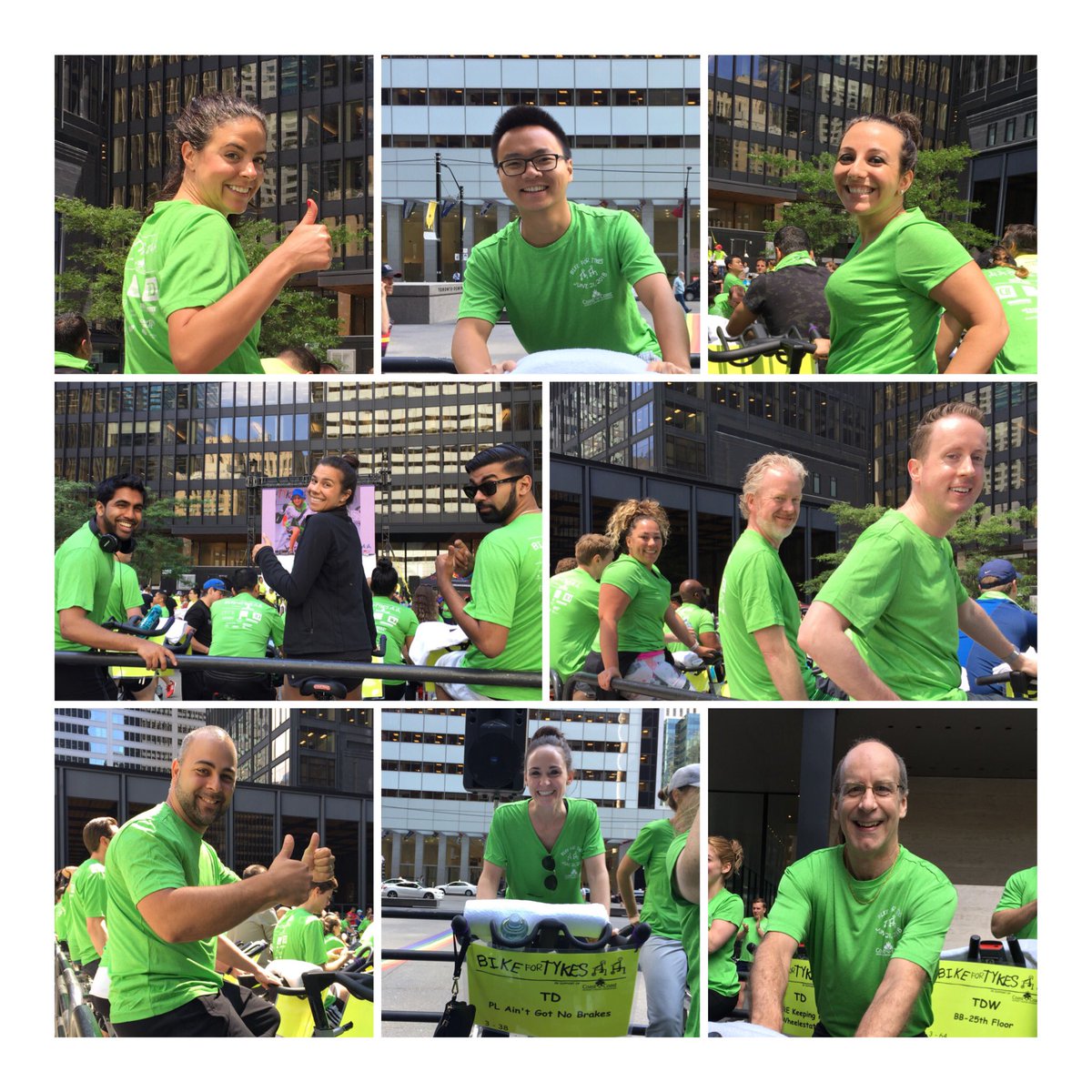Awesome day spinning in the TD courtyard today! Thumbs up to all the riders that raise funds for #BikeForTykes