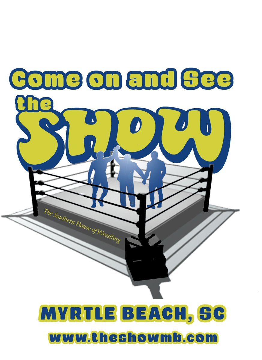 TheSHOWmb's tweet photo. New Logo, New Colors, New Website, Total Excitement!!!!
#visitmyrtlebeach #theshowmb  #youneverknowwhogonnashowup #wrestling #indywrestling #vacationidea https://t.co/lNM8H2PFsU